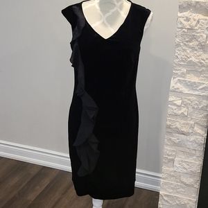 Lori Michael's black velour front ruffle dress